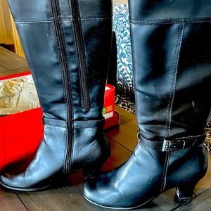 Black heeled boots wide calf